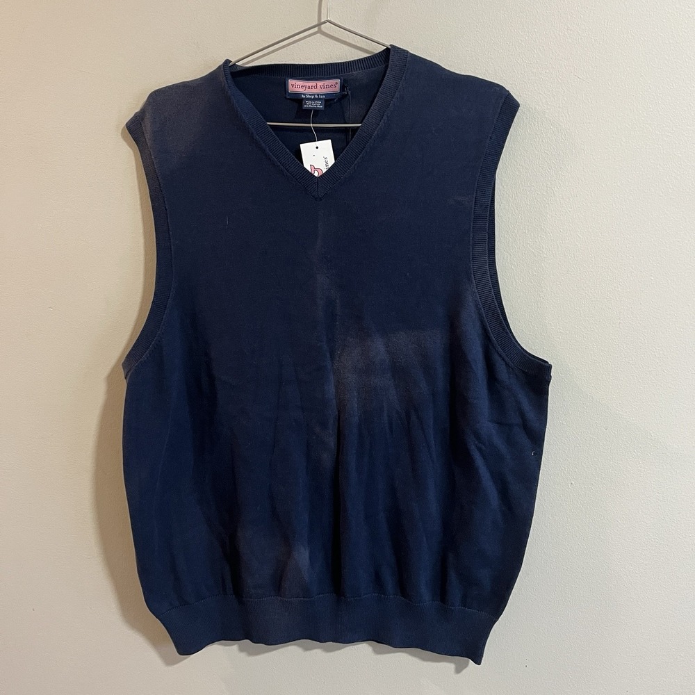 Vineyard Vines Mens Sweater Albatross Vest Large Cotton Merino Wool NWT
